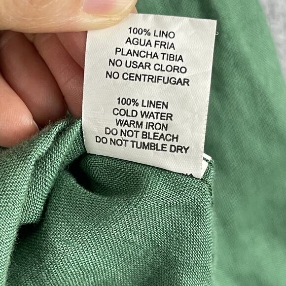 Bensimon 100% Linen Shirt Mens Small Green Button Down Long Sleeve Preppy - Picture 6 of 13